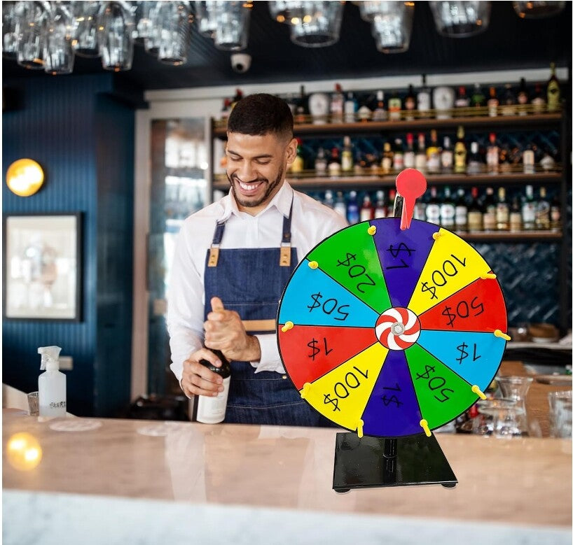 12" Spinning Prize Wheel 12 Slots Tabletop Spinner for Trade Show Carnival Party