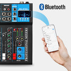 Bluetooth Portable Audio Mixer w/USB DJ Sound Mixing Console 7-Channel