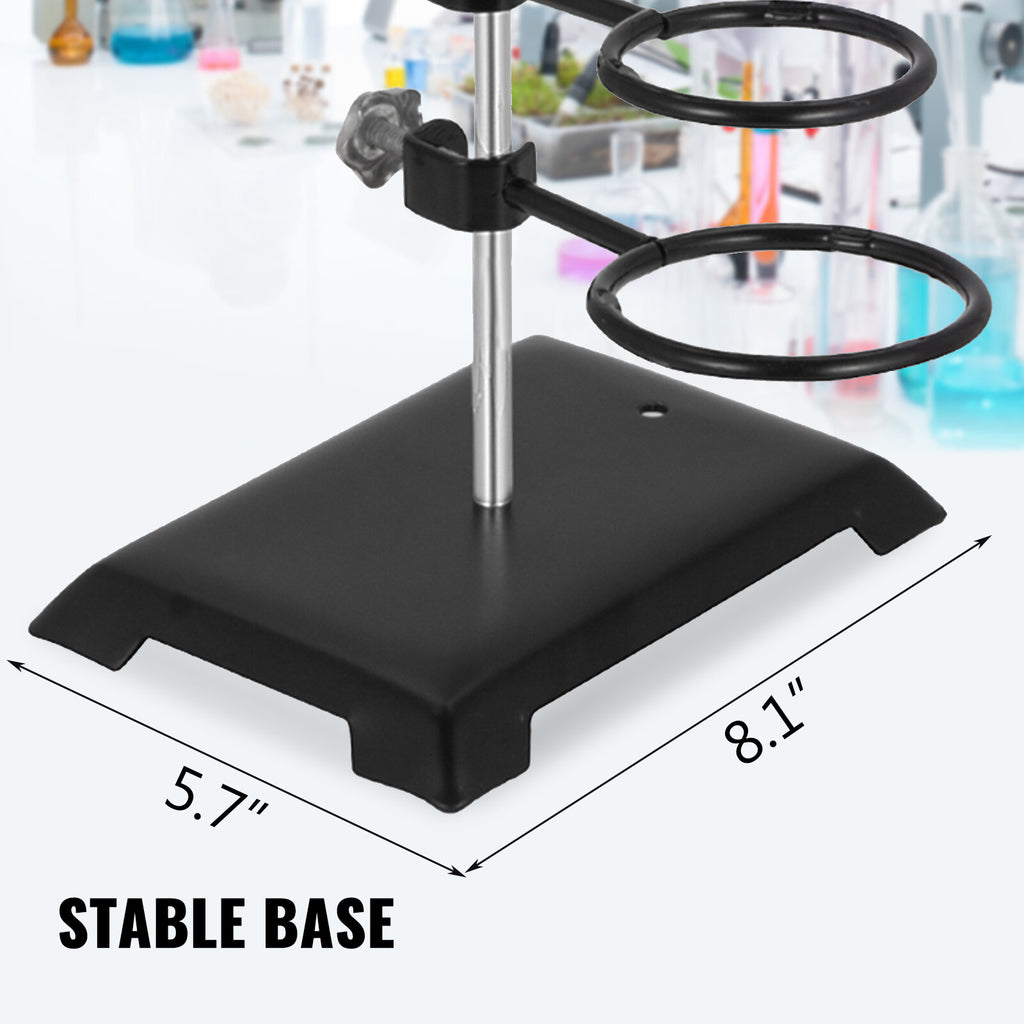 600mm Chemistry Lab Stand with Adjustable Clips & Hoops, Stainless Steel