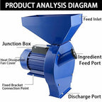 Grain Grinder Corn Barley Wheat Mill Electric Grain Crusher Adjustable Thickness