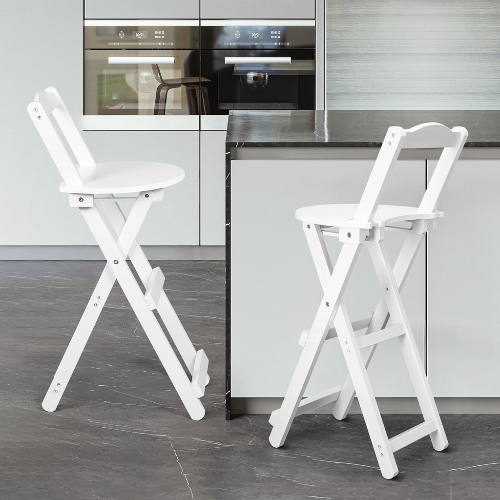Bamboo Bar Stool Foldable Design W/ Ergonomic Backrest Space-saving For Bars