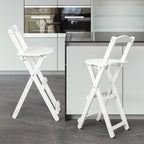 Bamboo Bar Stool Foldable Design W/ Ergonomic Backrest Space-saving For Bars