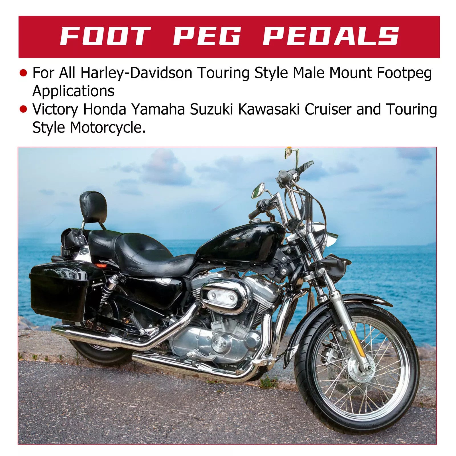 1-1/4" Motorcycle Highway Foot Pegs Pedal For Harley Touring Street Road Glide