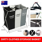 Collapsible Laundry Hamper Basket with 3 Compartments and Handles for Easy Storage
