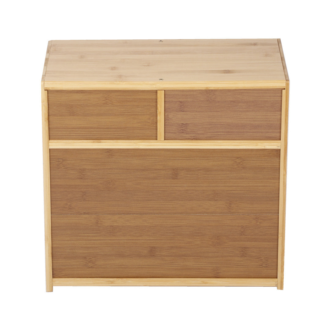 Bamboo Countertop Cupboard 2 Tier Pantry Kitchen Desk Tea Coffee Storage Cabinet