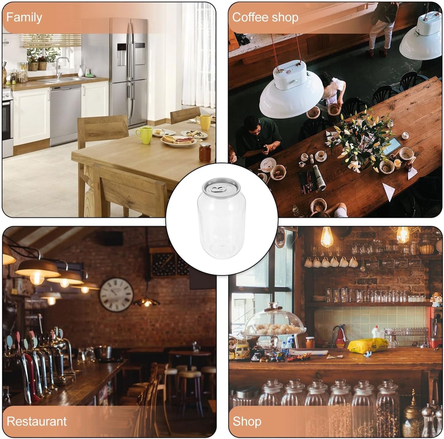 Milk Tea Cup Pet Bottle Clear Plastic Drink Container with Lid Reusable Beverage
