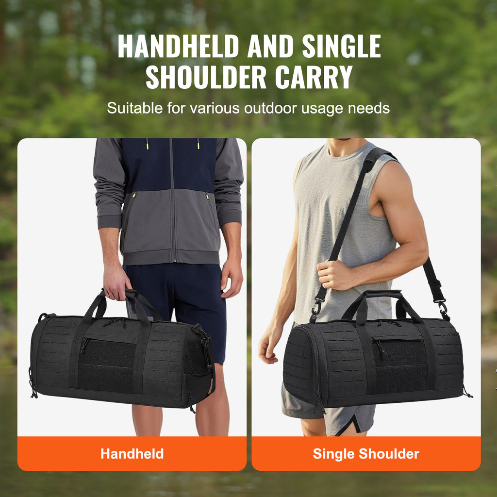 45L Tactical Duffle Bag with Molle, Shoe Storage, Waterproof & Durable Design