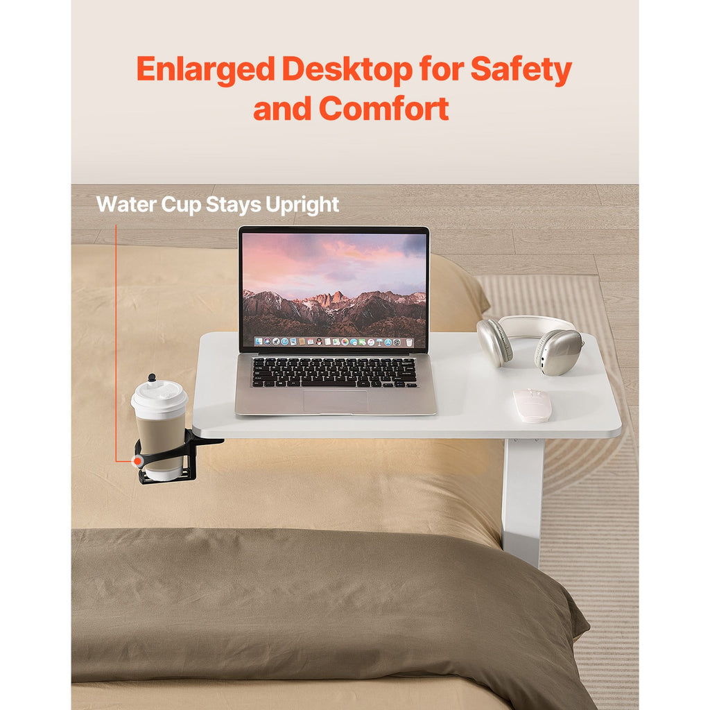 Adjustable Overbed Table with Hydraulic System and Hidden Wheels