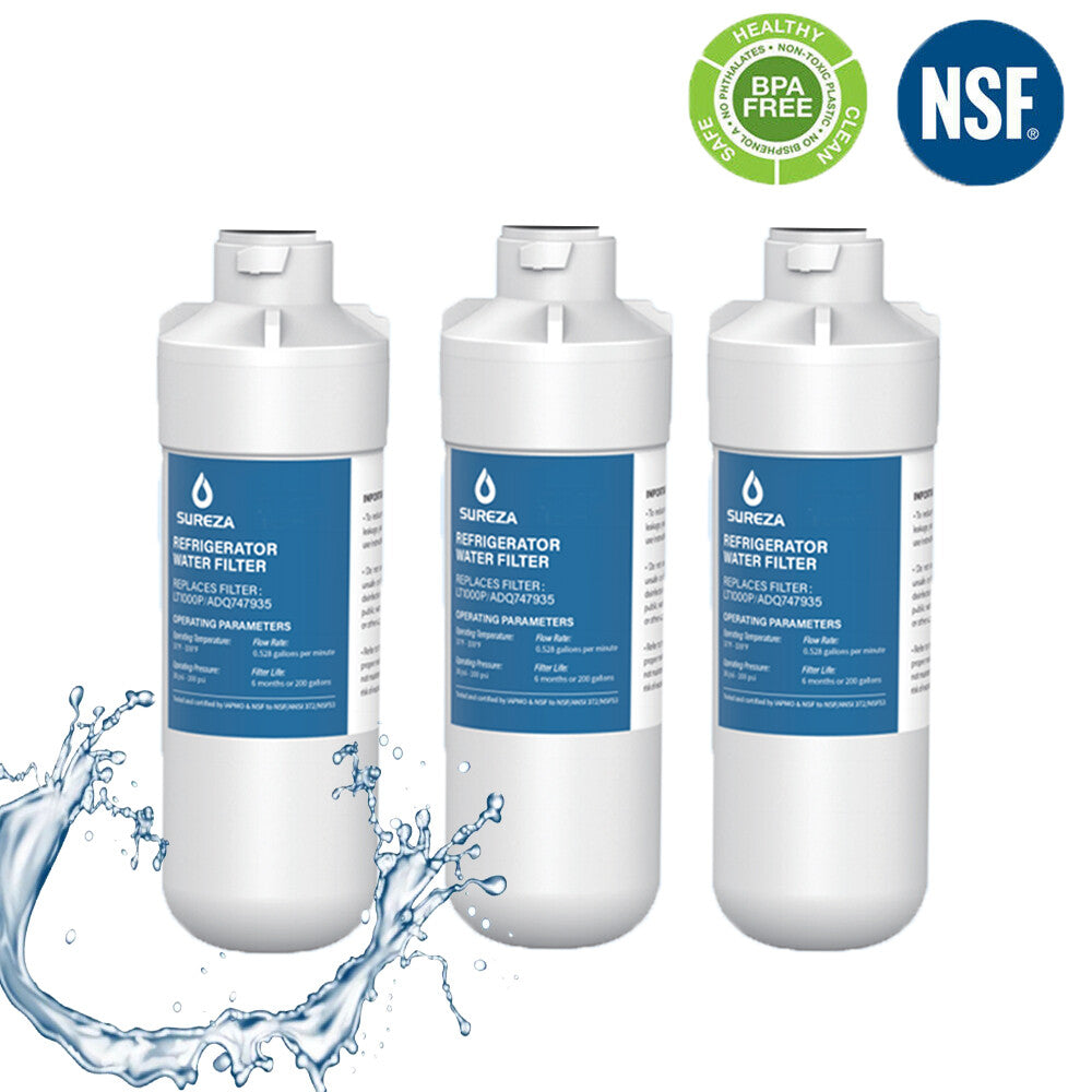 3 Packs LG LT1000P Water Filter Replacement for Refrigerators ADQ747935