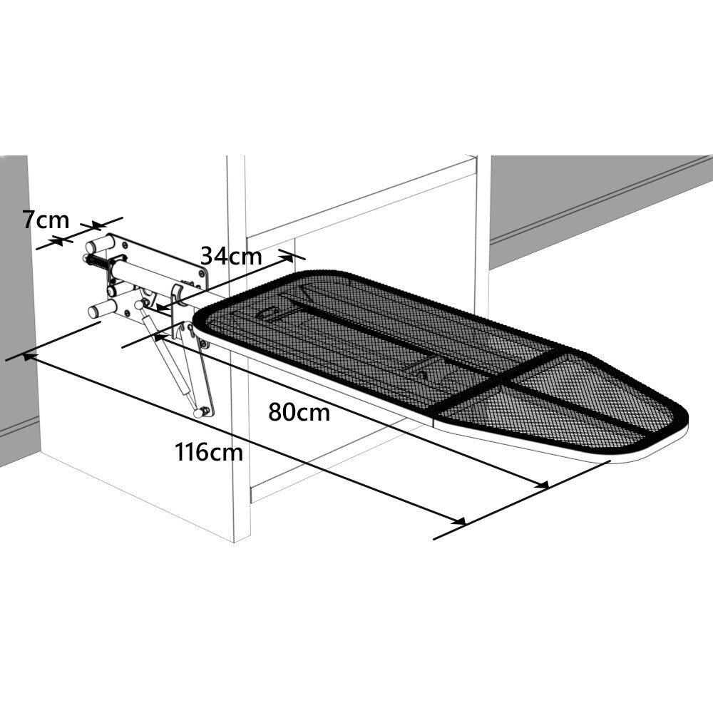 Hidden Ironing Board Wardrobe Cabinet Built-In Push Drop Down Ironing Board