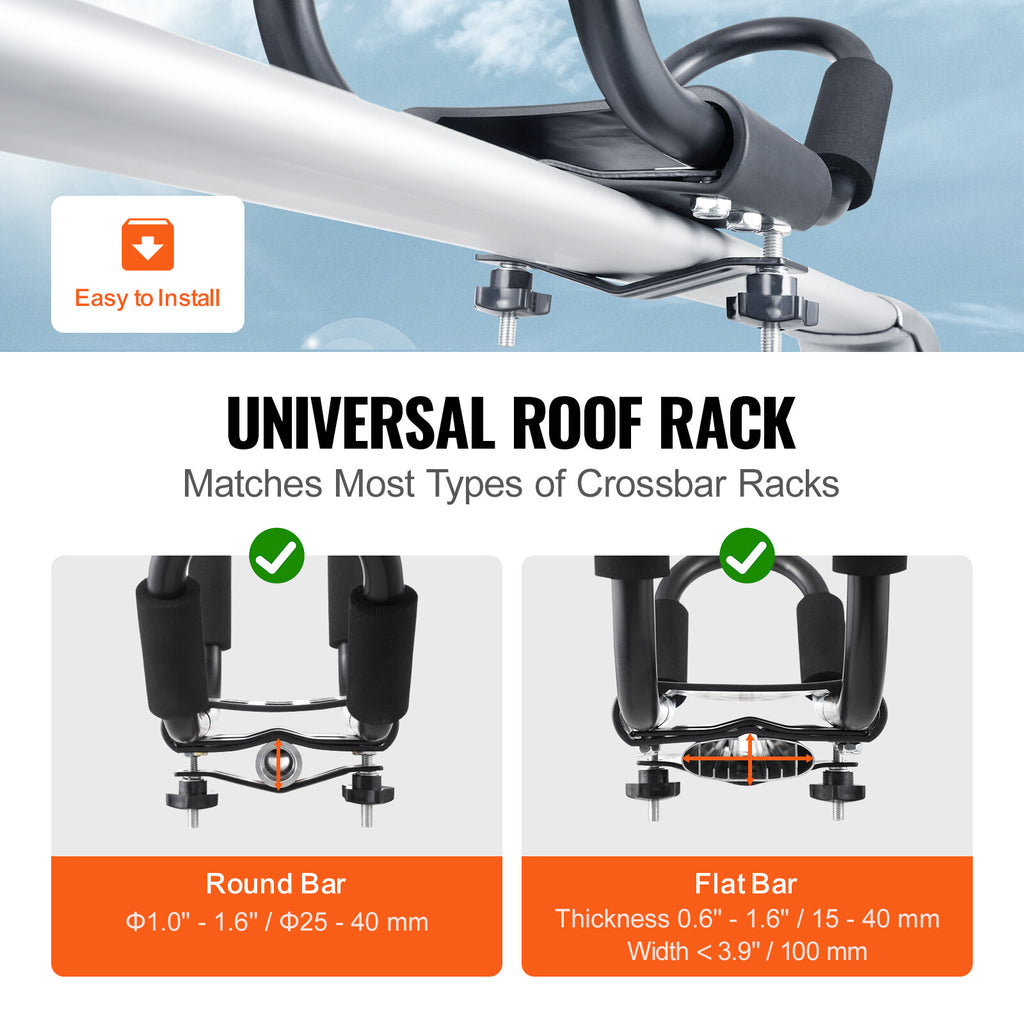 J-Shape Kayak & Surfboard Roof Rack Carrier for Cars and SUVs, 2-Pair Set