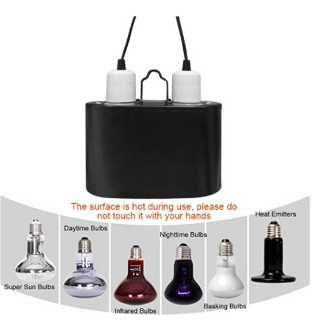 Reptile Lamp Double Dome UVB Light Head For Turtle Lizard with Separate Switches