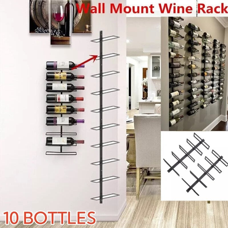 Wall Mounted Wine Rack Liquor Holder Organizer Industrial Storage Display Shelf