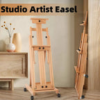 Artist Easel H-Frame Easel Large Studio Heavy-Duty Wood Painting Art Easel Stand