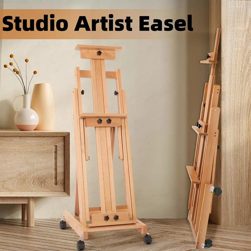 Artist Easel H-Frame Easel Large Studio Heavy-Duty Wood Painting Art Easel Stand