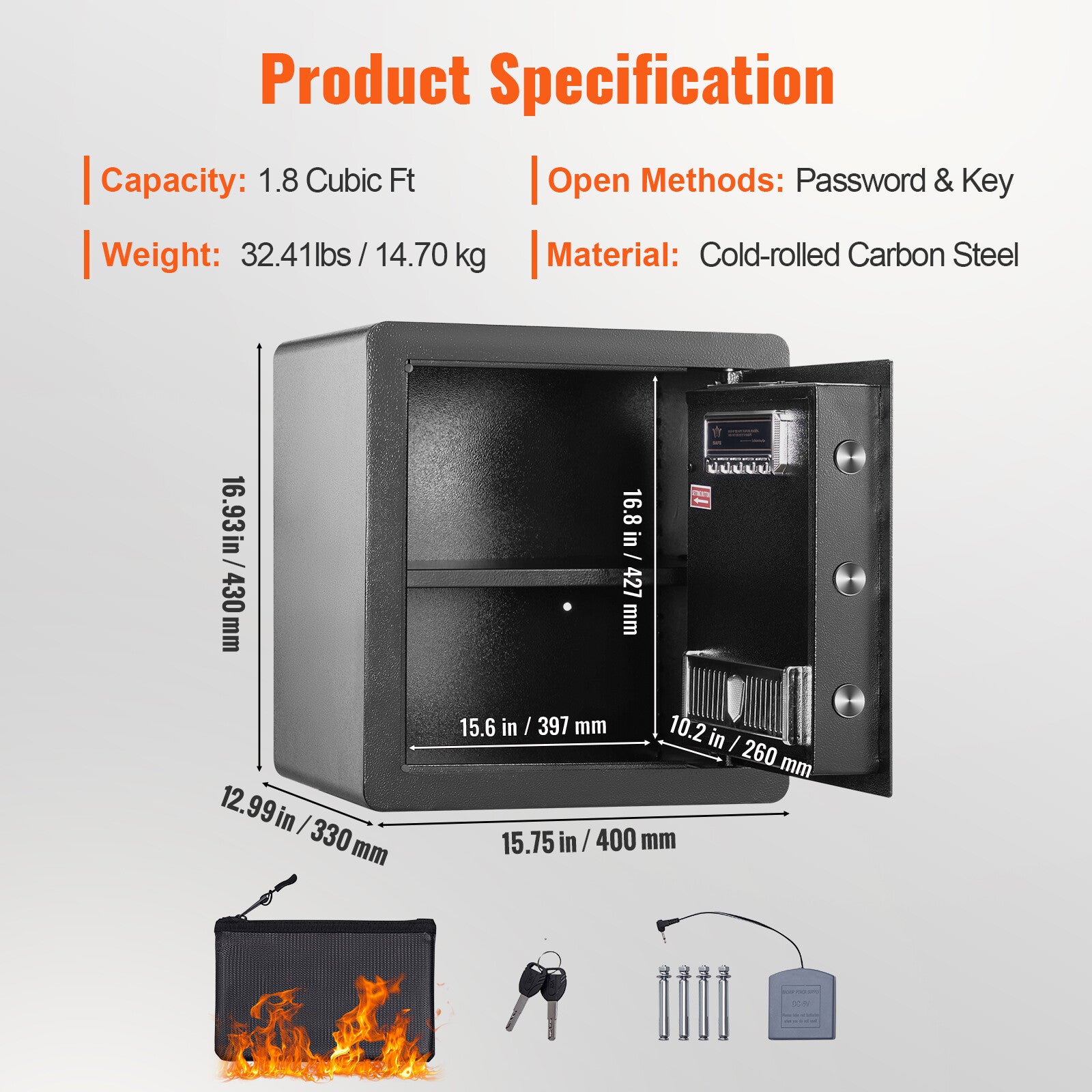 50L Security Safe Box with Digital Lock for Home & Office