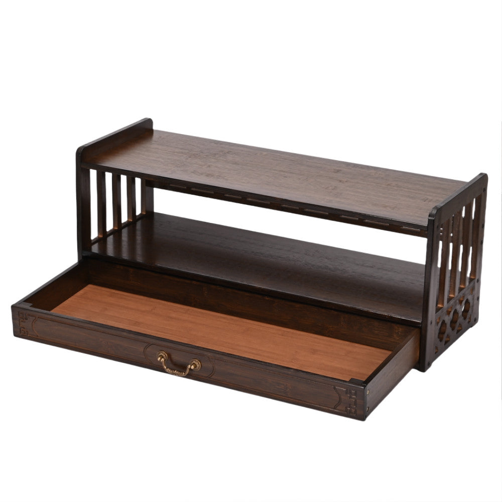 Meditation Altar Table for Spiritual Puja Table with Drawer Bamboo Furniture
