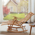 Leisure Rocking Chair Backrest Folding Bed Elderly Relax Armchair Foot Massage