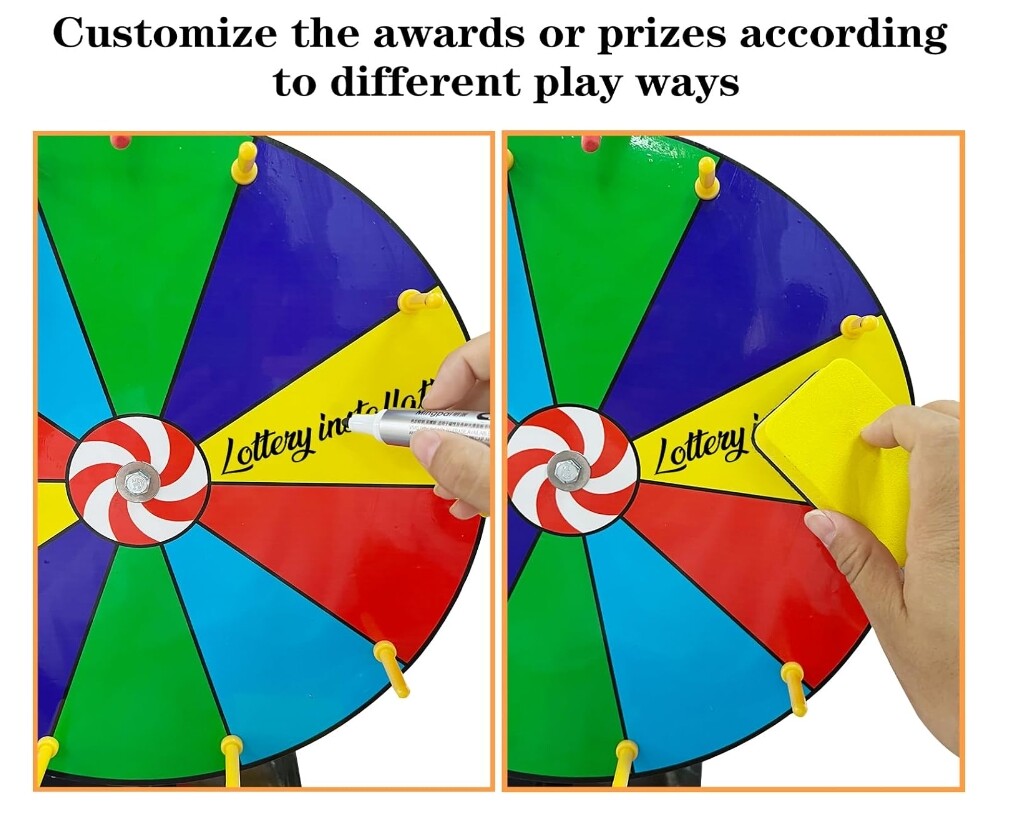 12" Spinning Prize Wheel 12 Slots Tabletop Spinner for Trade Show Carnival Party