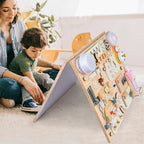 Montessori Unlock Toy Baby Double Sided Busy Board Wooden Sensory Toys Learning
