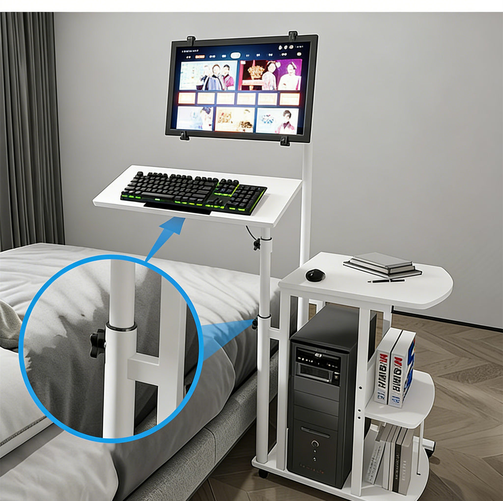 Overbed Bedside Table Standing Desk Hanging Laptop Computer Height Adjustable