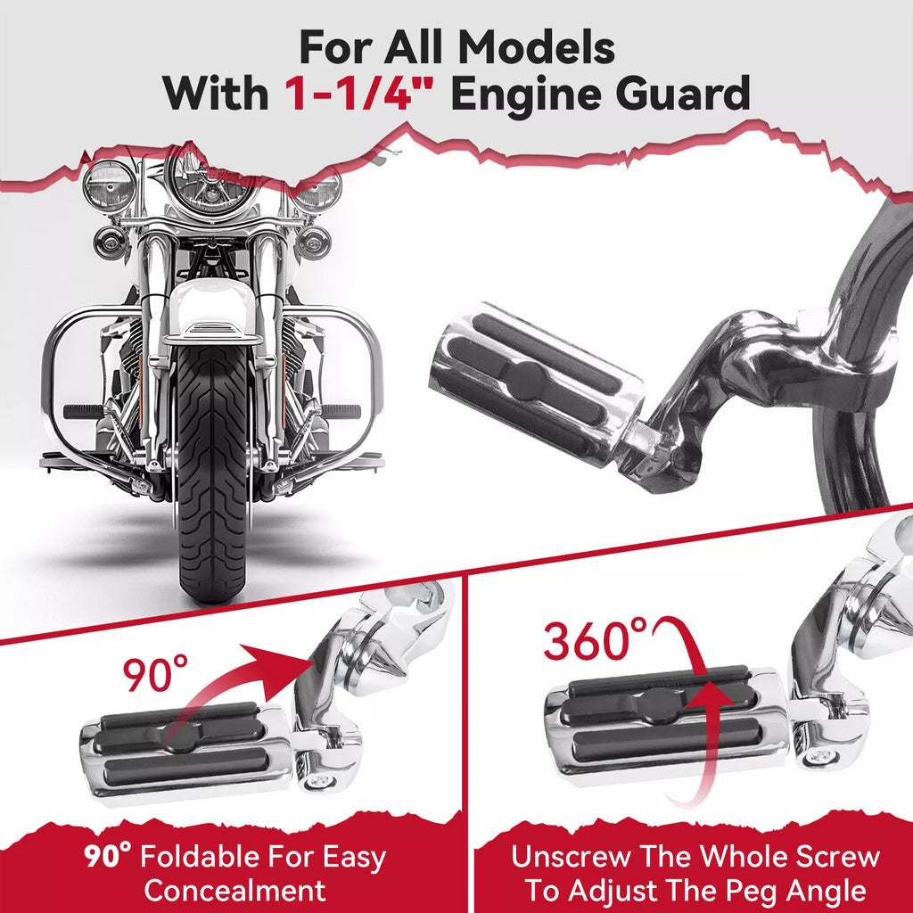 1-1/4" Motorcycle Highway Foot Pegs Pedal For Harley Touring Street Road Glide
