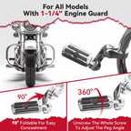 1-1/4" Motorcycle Highway Foot Pegs Pedal For Harley Touring Street Road Glide