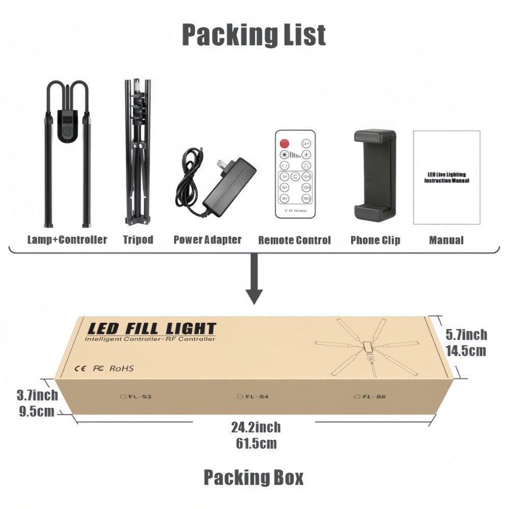 Four-arm LED Light Dimmable Lighting Phone Selfie Tripod Makeup Live Lamp 36W AU