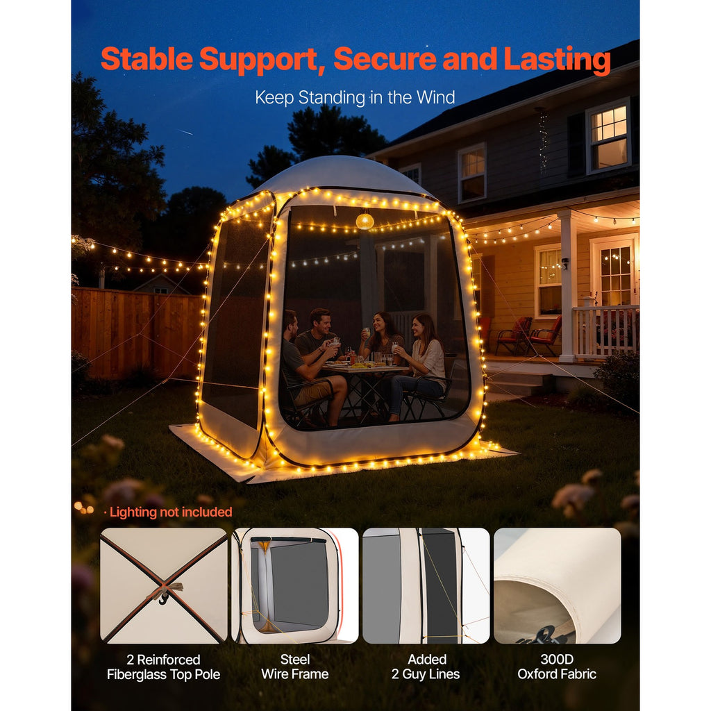 Pop-Up Screen Tent for 4-6 People, Dimensions 1825 x 1825 x 2200mm
