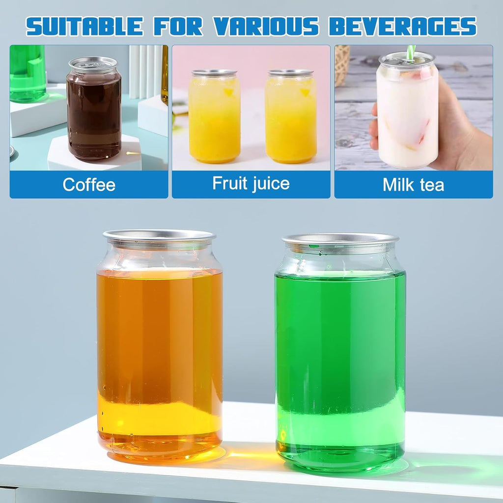 Milk Tea Cup Pet Bottle Clear Plastic Drink Container with Lid Reusable Beverage