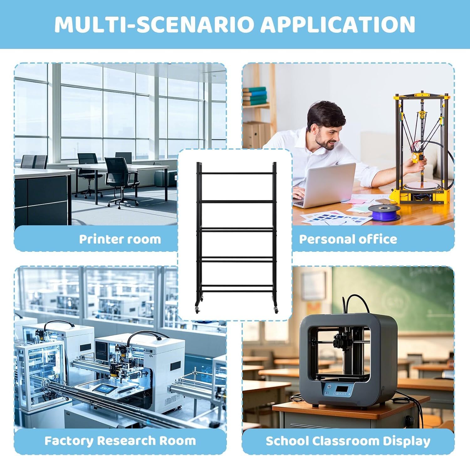 3D Printer Filament Storage Rack, Heavy Duty Metal 5-Tier Rolling Shelves