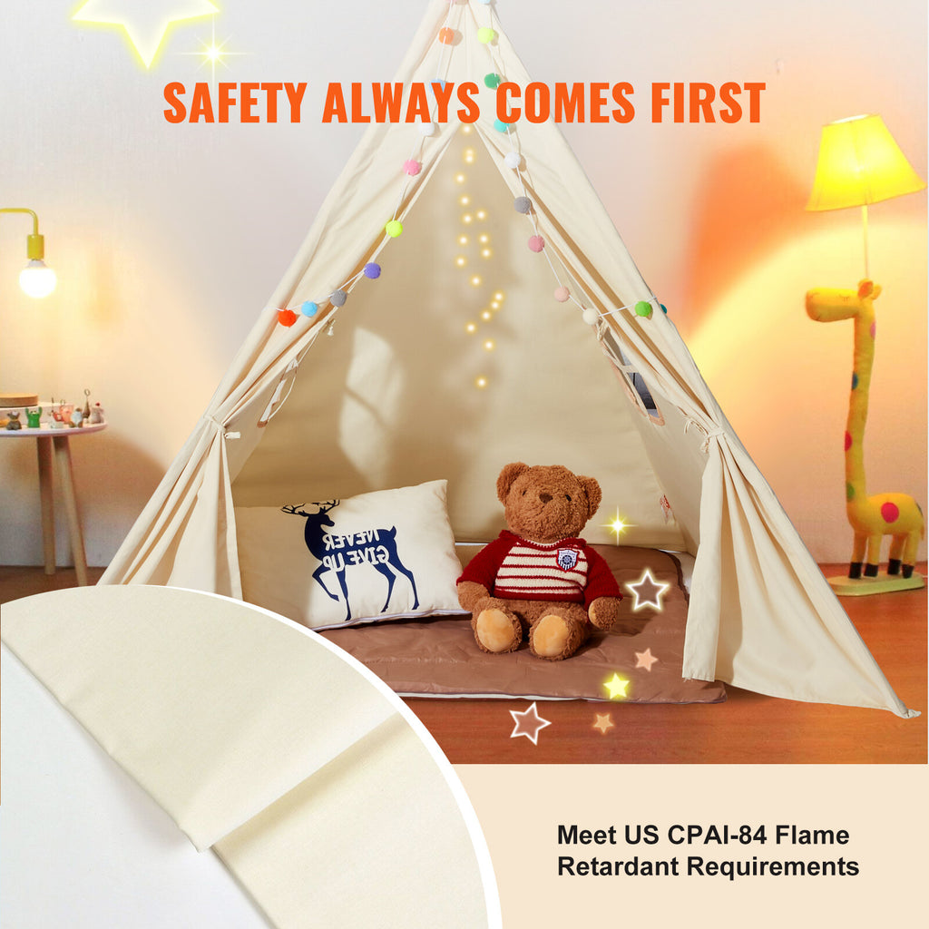 Cozy Kids Teepee Tent with Mat & Balls for Indoor/Outdoor Play (1-5 Years)