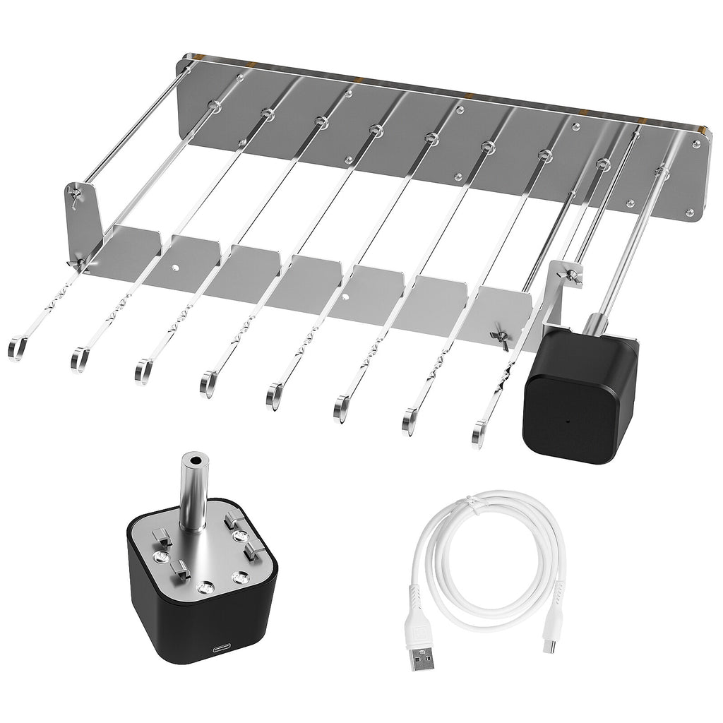 Electric Skewer Kabob Shish Automatic Rotating Rotisserie Grill Rack Outdoor BBQ
