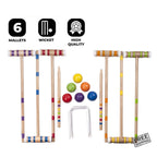 6-Players Croquet Set W/Wooden Mallets Ball Stakes For Lawn Backyard Wild Sports