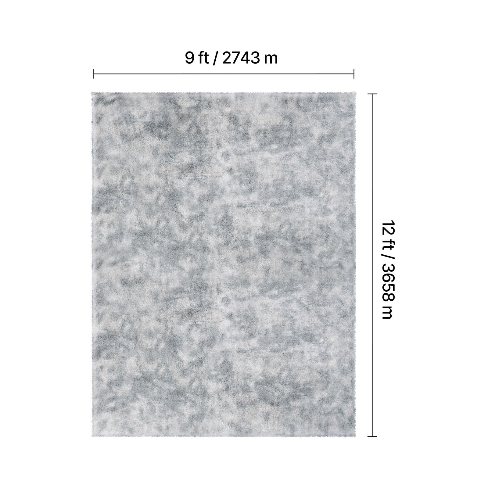 Indoor Plush Area Rug 2.74 x 3.66m Soft Carpet for Living Room Decor
