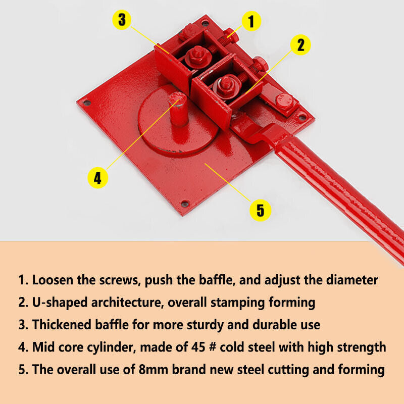 1-20MM Manual Metal Bender Machine For Steel Pipe Construction Building Tool AU