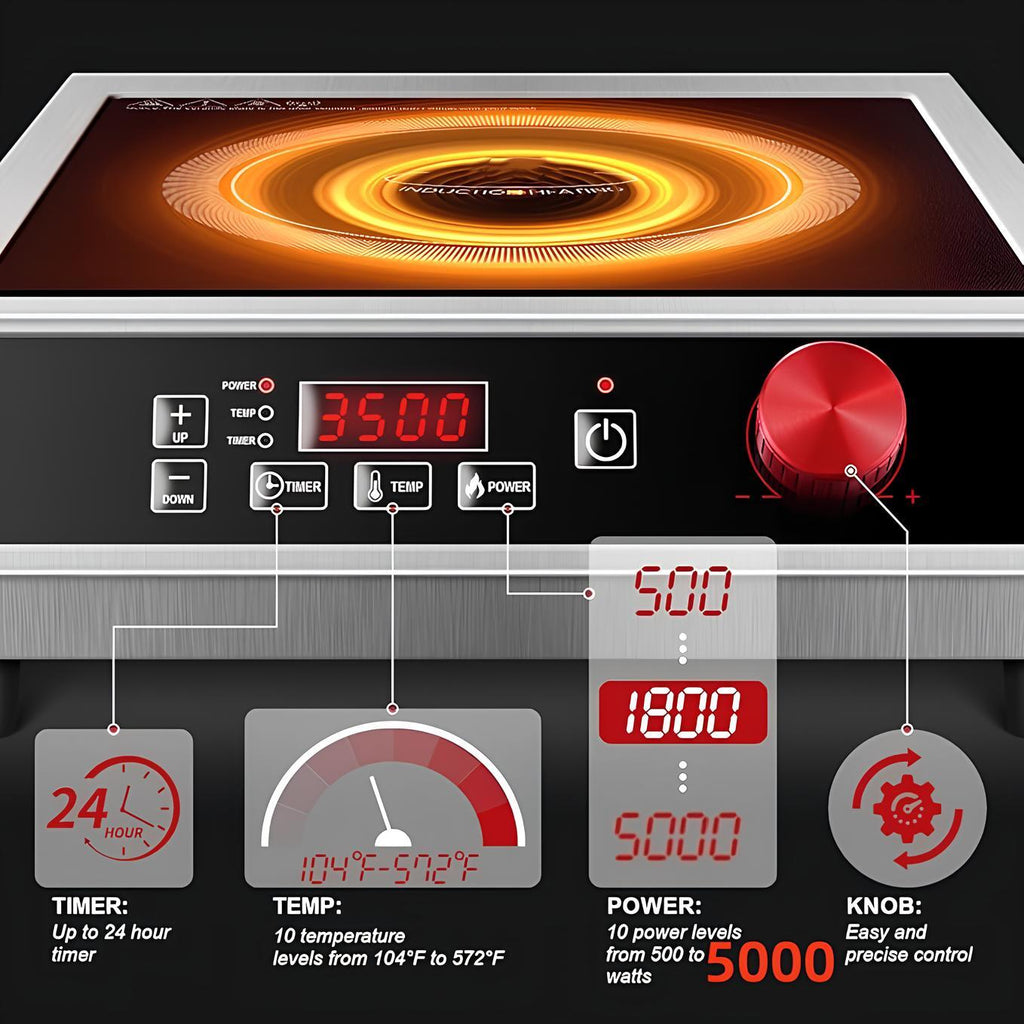 5000W Commercial Induction Cooktop Powerful Electric Countertop Induction Burner