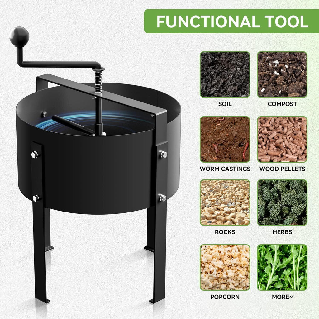 Rotary Soil Sifter Compost Sieve Garden Potting Sifting Mesh Rock Sand Sieve