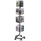 32-Pocket Rotating Brochure Display Stand with 360° Casters and 5 Wheels