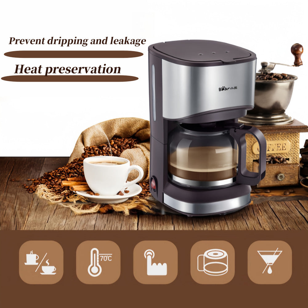 5-Cup Drip Coffee Maker Automatic  Americano Coffee Machine Stainless Filter