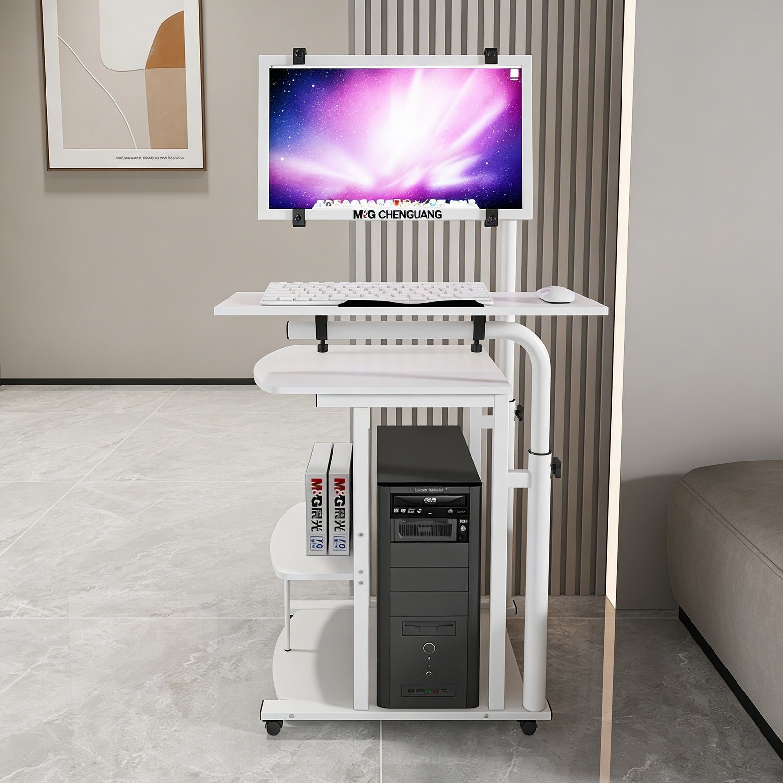 Overbed Bedside Table Standing Desk Hanging Laptop Computer Height Adjustable