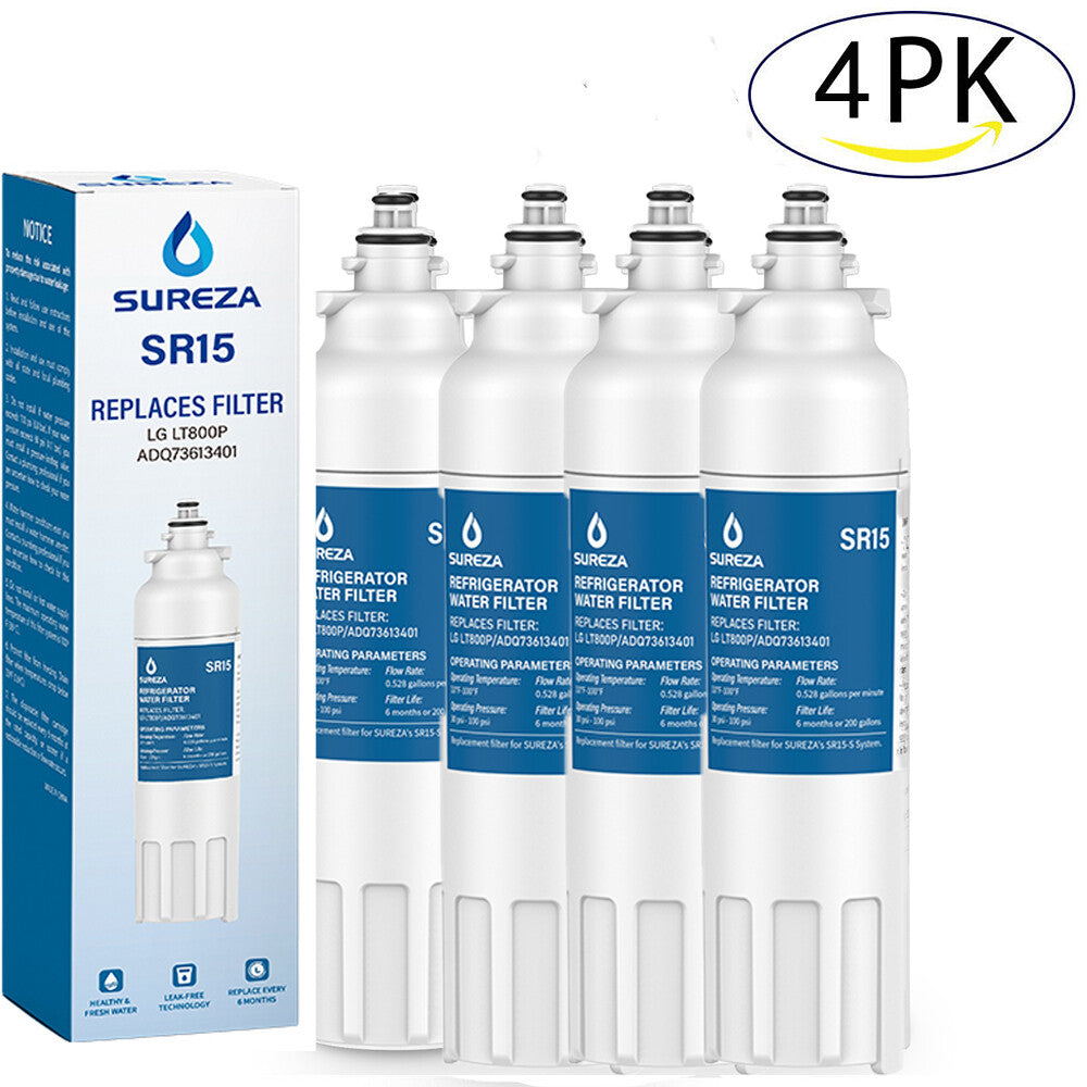 LT800P Water Filter for LG & Kenmore Fridges, 4-Pack Compatible with ADQ73613401