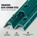 5 Ft U-Channel Metal Fence Posts, Set of 10, Durable Green