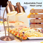 Food Heat Lamp 2 Head Stainless Steel Commercial Food Warmer Lamp 540° Rotation