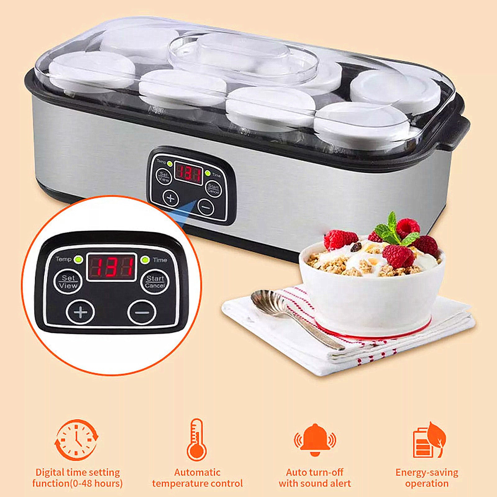 Probiotic Yogurt Maker with Adjustable Temp/ Time Control Get Better Gut Health