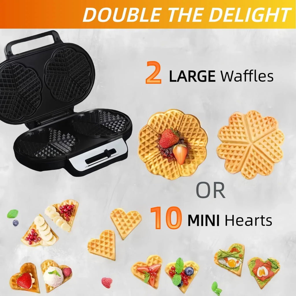 Electric Waffle Maker for Classic Heart Waffles Baking Non-Stick Breakfast Maker