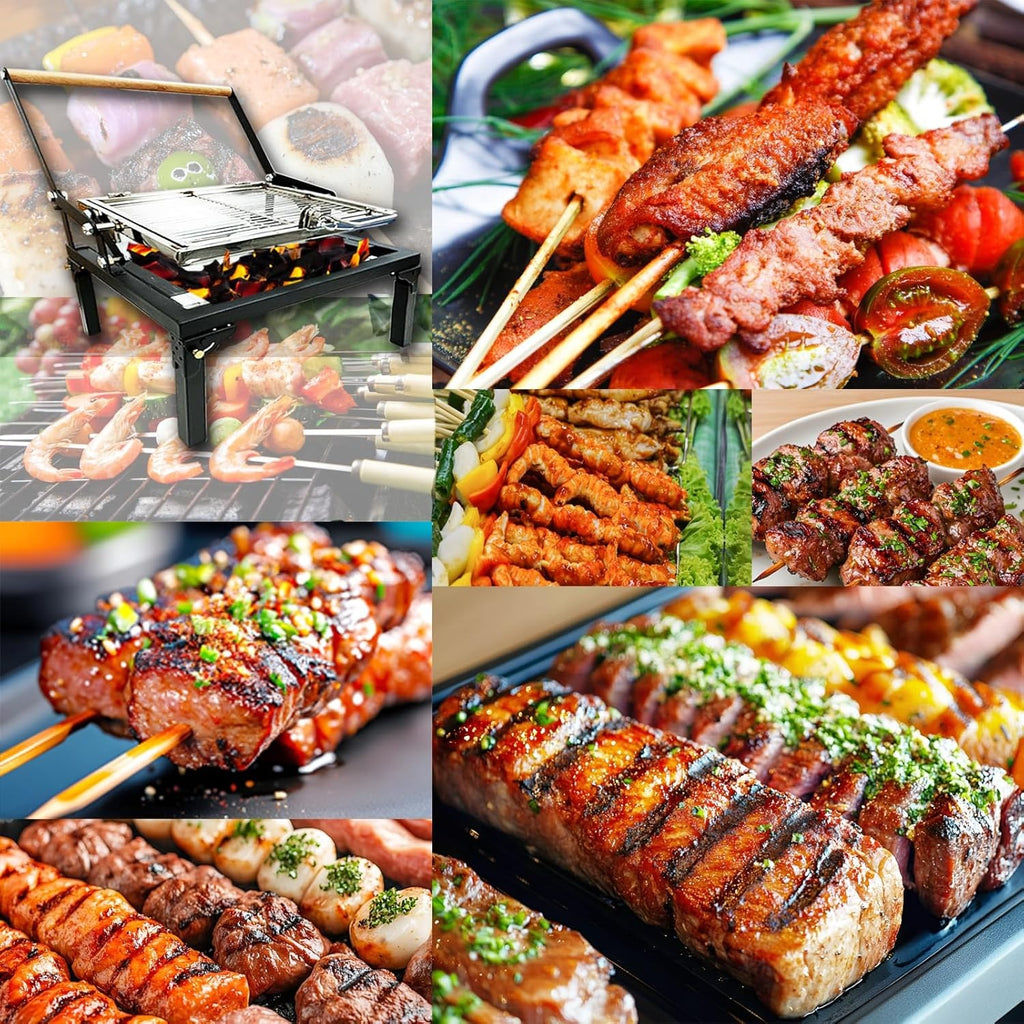 Folding Barbecue Grill Portable Charcoal Grill with Rotating Cooking Griller AU
