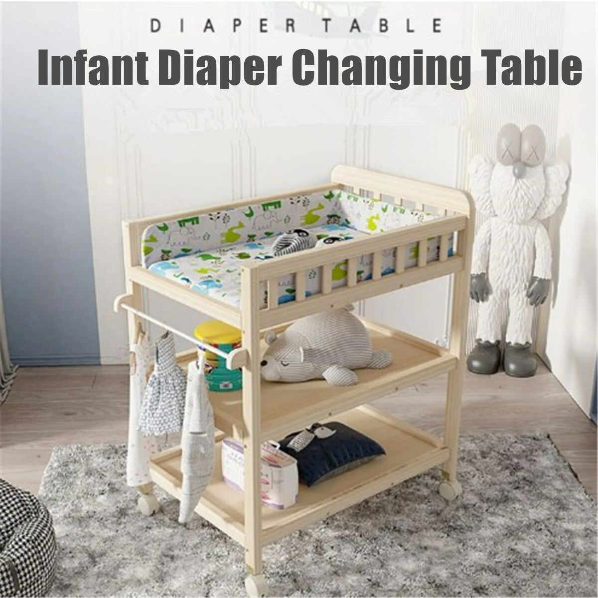 Baby Changing Table Portable Infant Diaper Changing Table with Storage Shelf