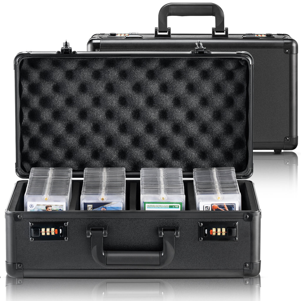 Aluminum Graded Card Storage Box with Lock - Holds 120 PSA and More