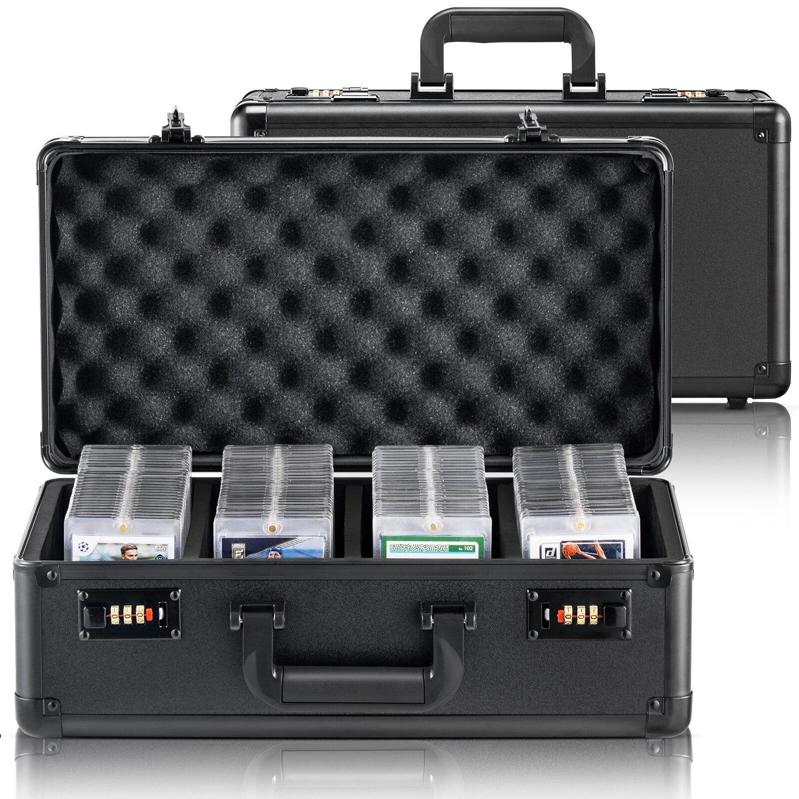 Aluminum Graded Card Storage Box with Lock - Holds 120 PSA and More